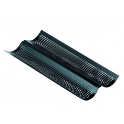Kalup za pečenje bageta perforirani 380x160mm - za 2 bageta